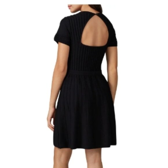 Parker Hamilton Knit Ribbed Fit & Flare Dress Black - Picture 1 of 6